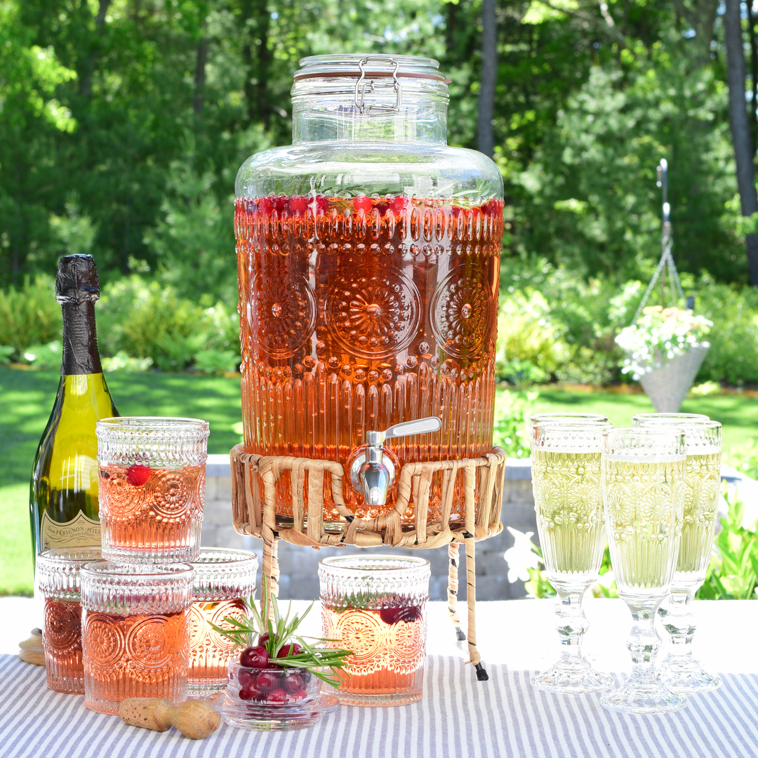 Rattan & Glass beverage dispenser