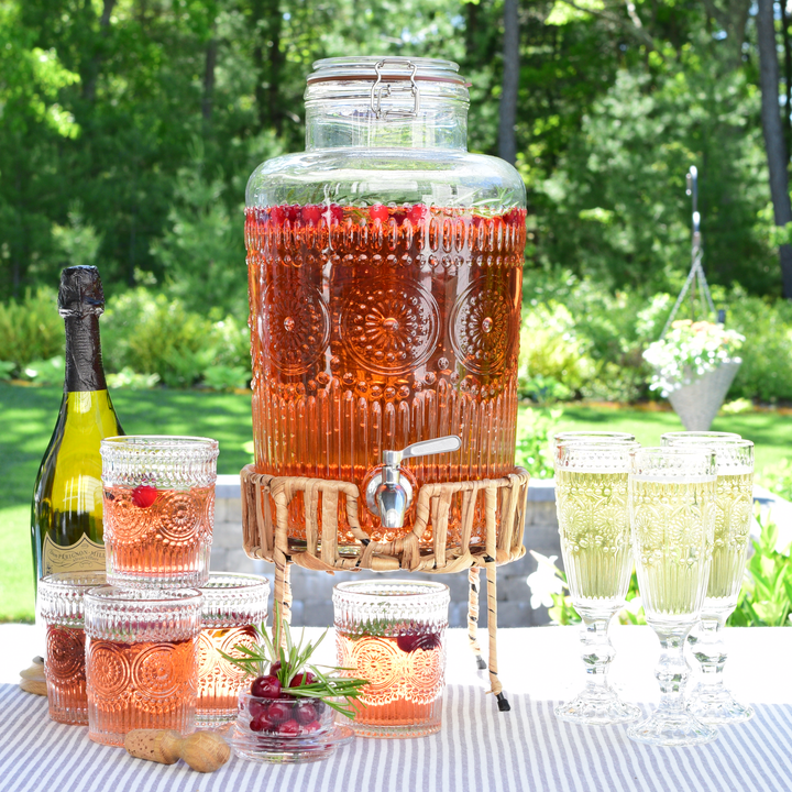 Rattan & Glass beverage dispenser
