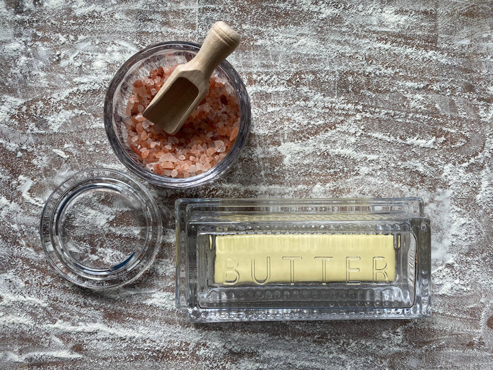 Old Fashioned Crystal Glass Butter Dish