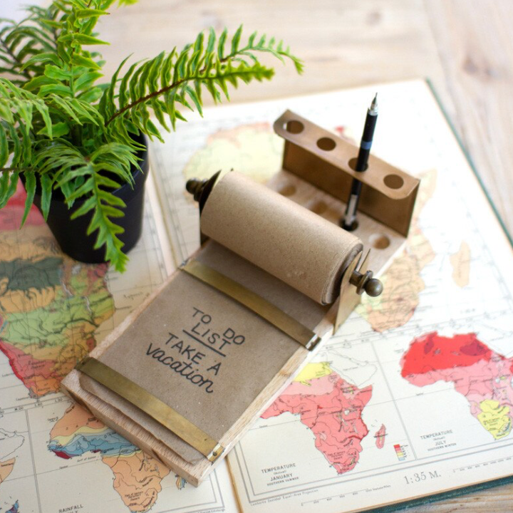 Tabletop Note Roll with Wood Base
