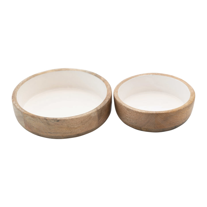 Mango Wood Bowls with Enamel Interior