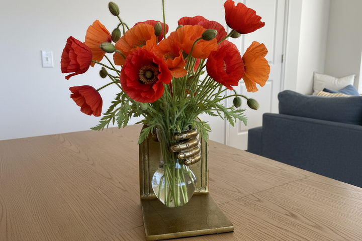 Brass hand vase bookend