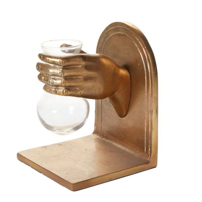 Brass hand vase bookend