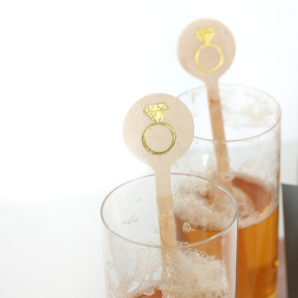 Diamond Ring Bridal Shower Stir Sticks