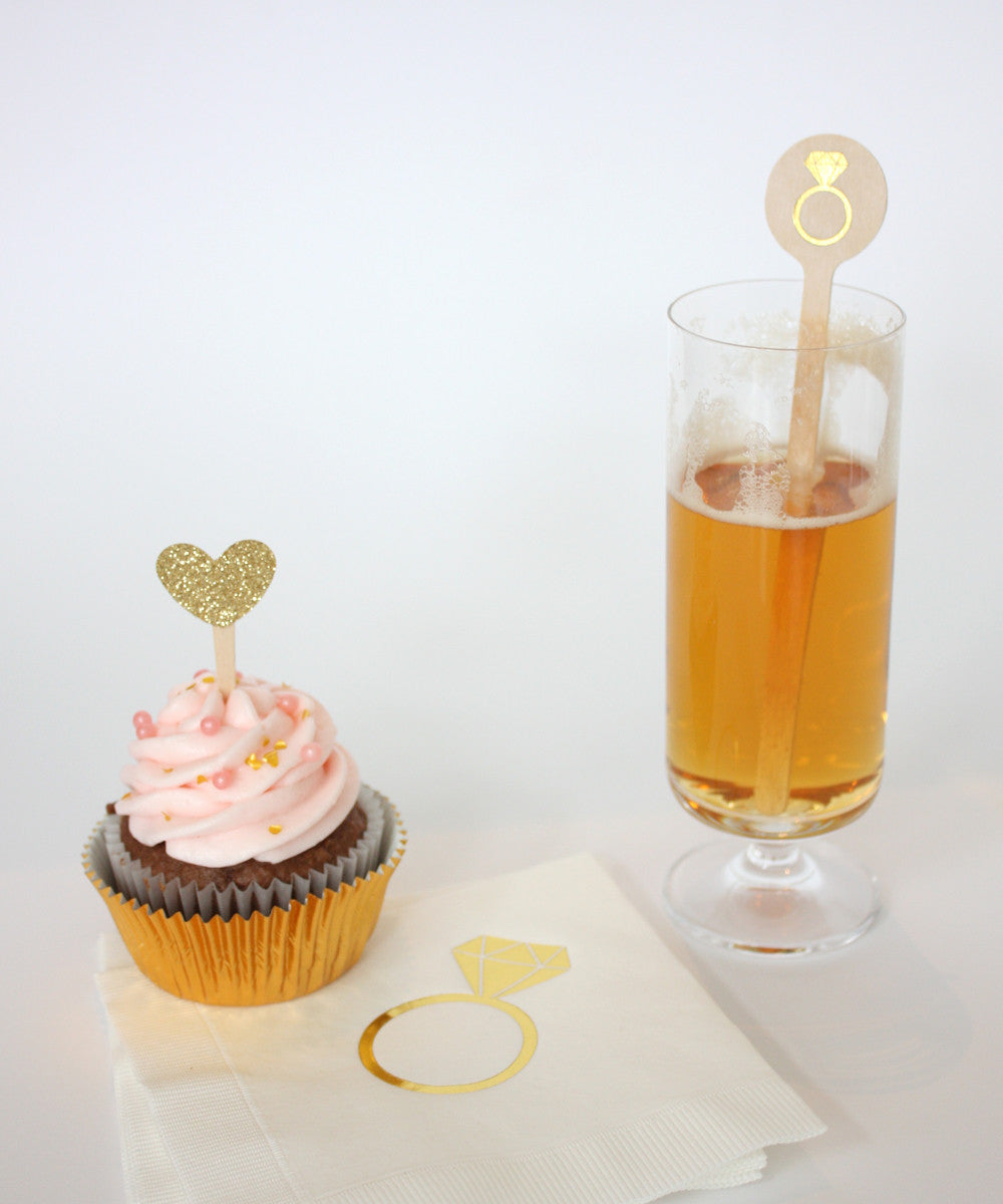 Diamond Ring Bridal Shower Stir Sticks