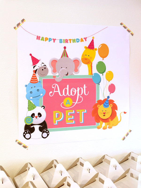 Pet Adoption - Adopt a pet printable birthday party Invitation