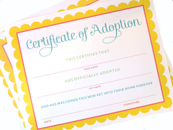 Pet Adoption - Adopt a pet birthday party printables