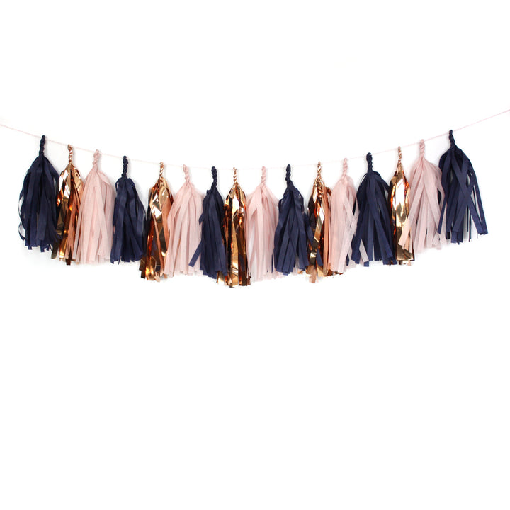 Blushing Midnight Fringe Tissue Tassel Garland Kit or Fully Assembled