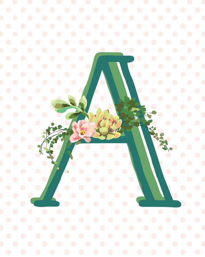 Cactus and Succulent Monogram Art Print