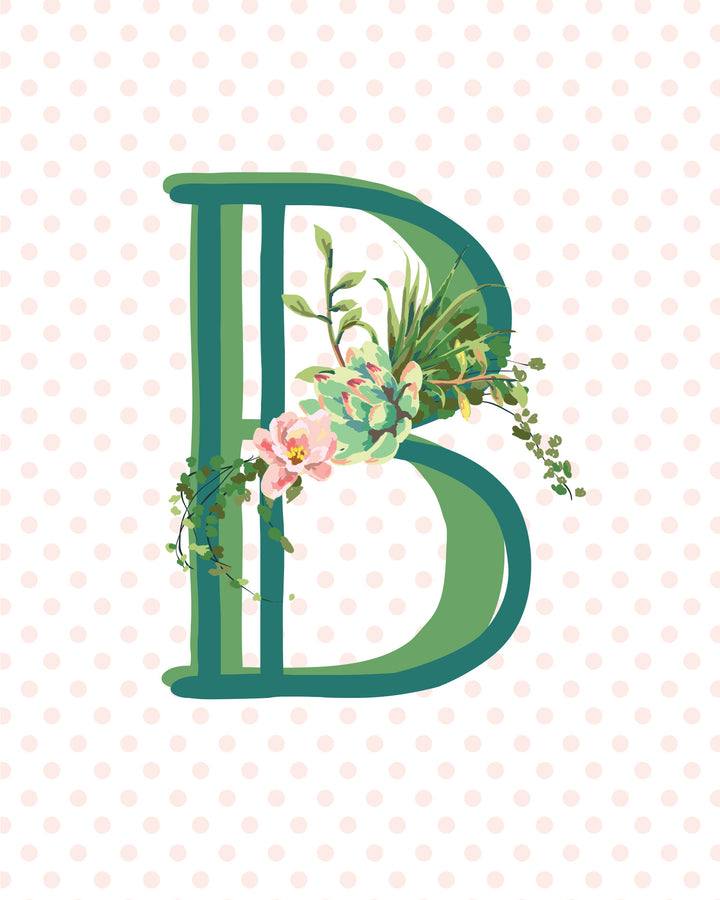 Cactus and Succulent Monogram Art Print