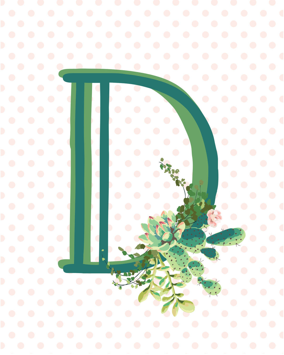 Cactus and Succulent Monogram Art Print