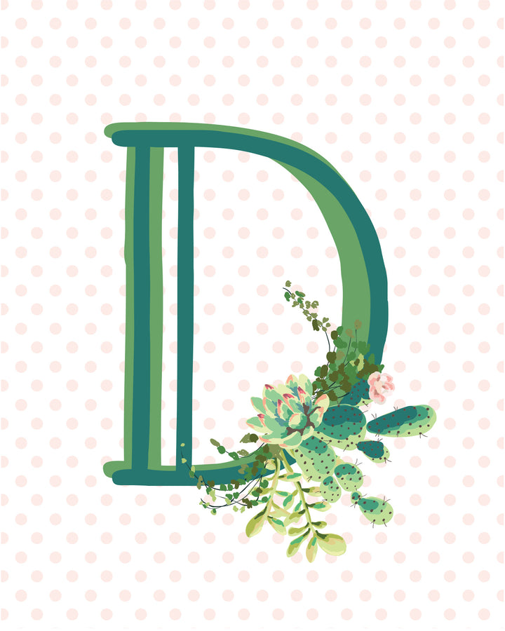 Cactus and Succulent Monogram Art Print
