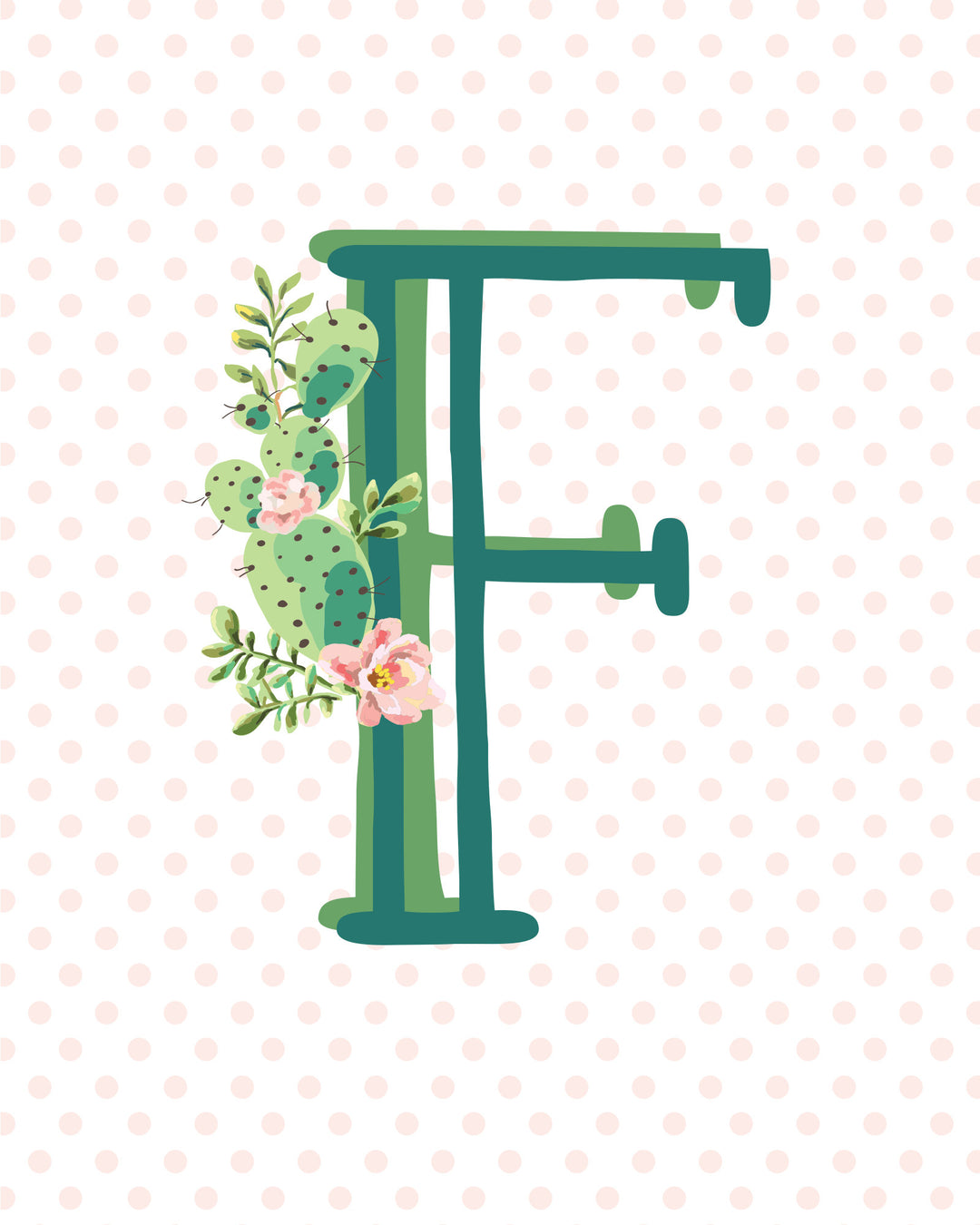 Cactus and Succulent Monogram Art Print