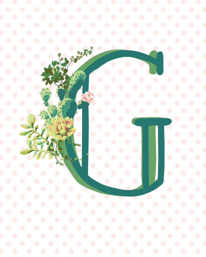 Cactus and Succulent Monogram Art Print