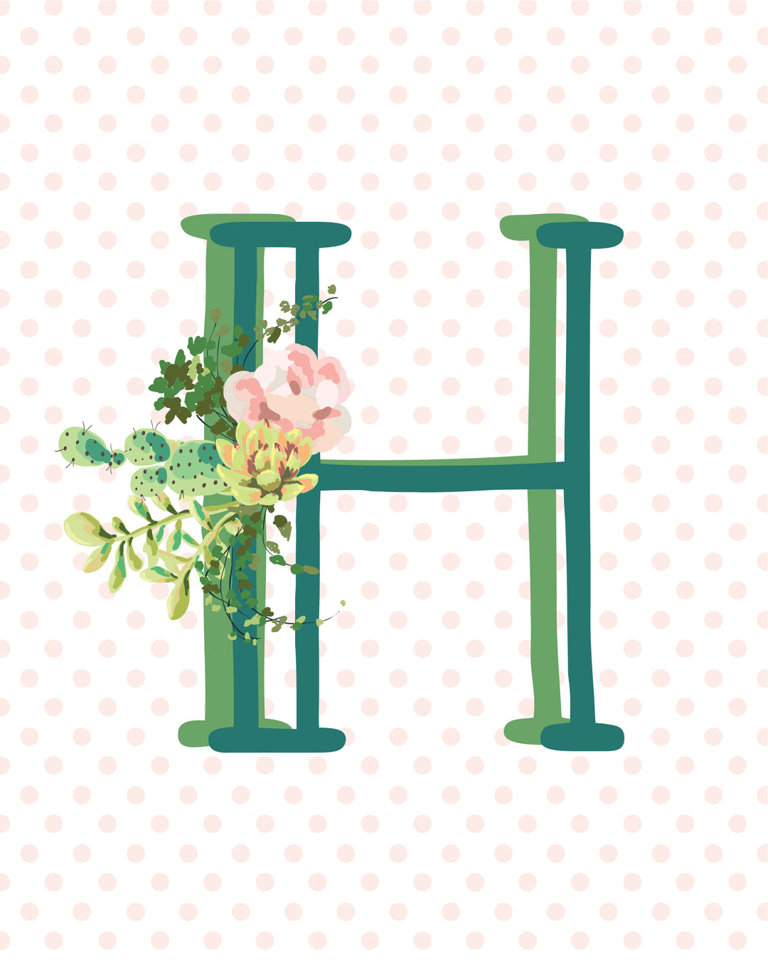 Cactus and Succulent Monogram Art Print