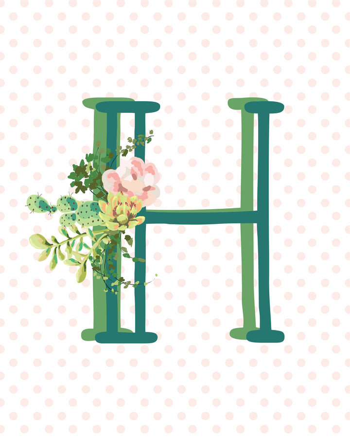 Cactus and Succulent Monogram Art Print