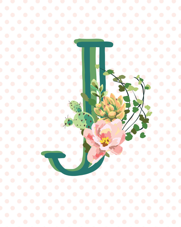 Cactus and Succulent Monogram Art Print