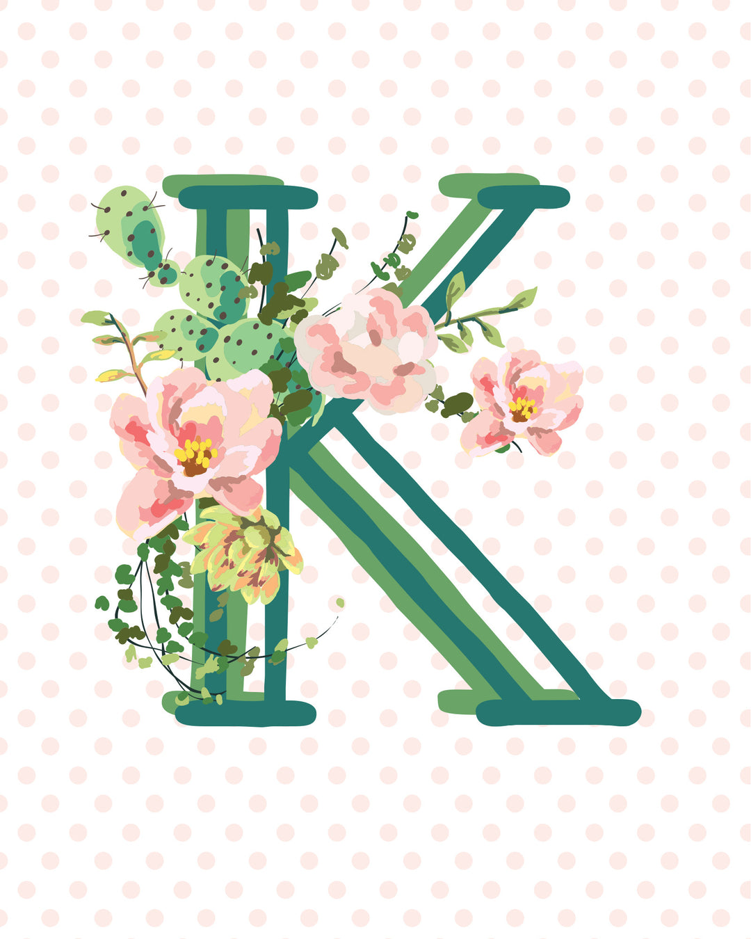 Cactus and Succulent Monogram Art Print