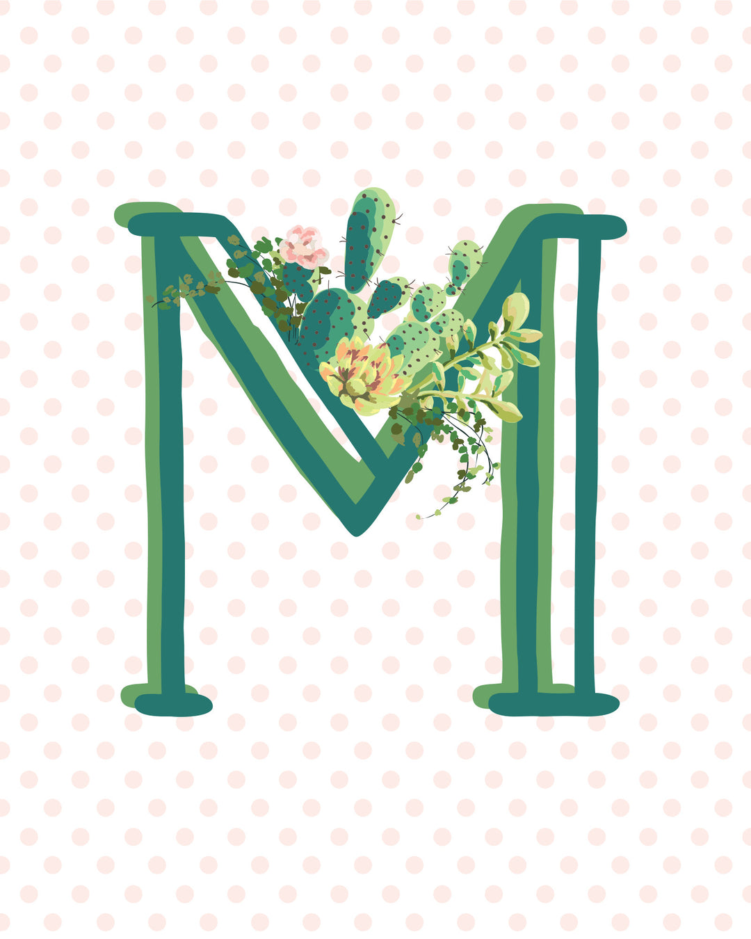 Cactus and Succulent Monogram Art Print