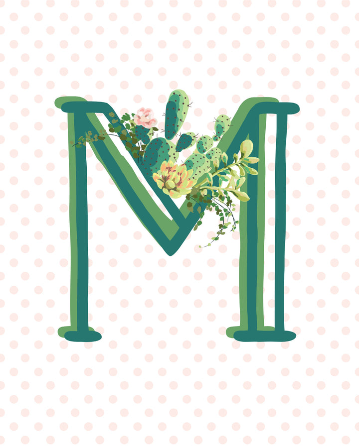 Cactus and Succulent Monogram Art Print