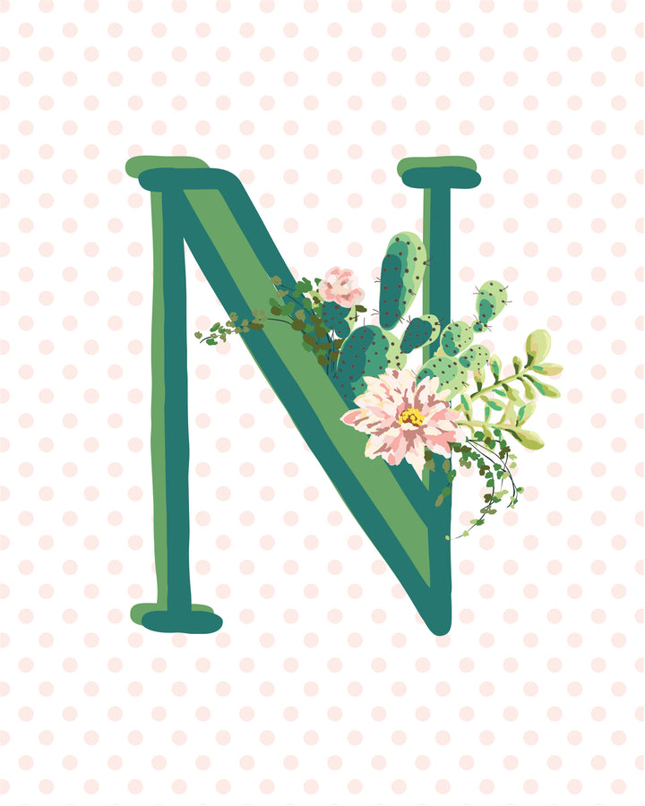 Cactus and Succulent Monogram Art Print