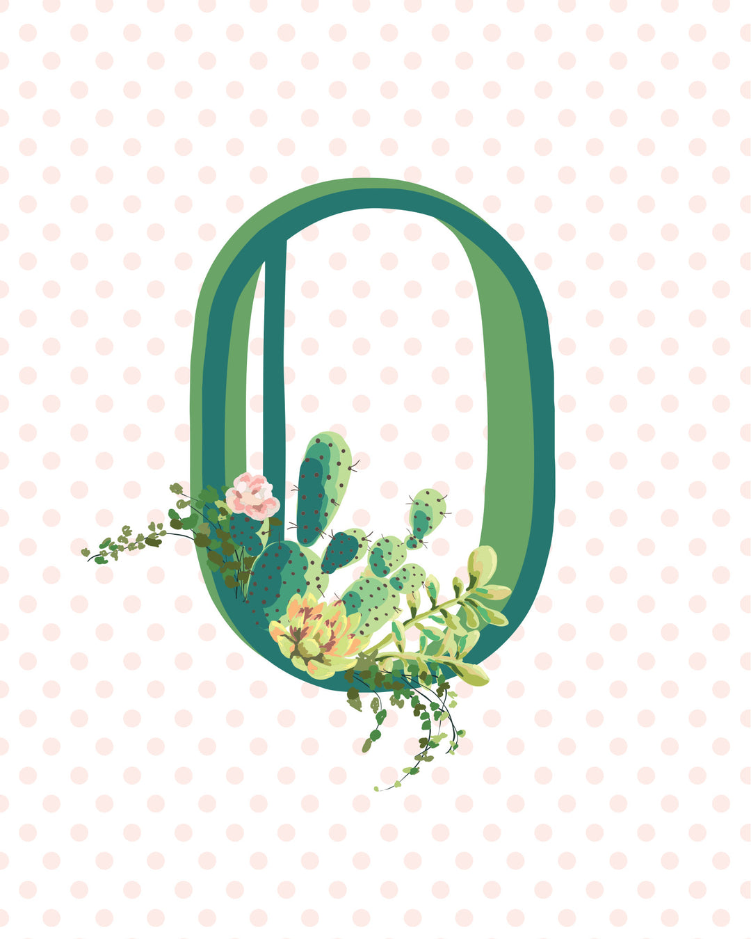Cactus and Succulent Monogram Art Print