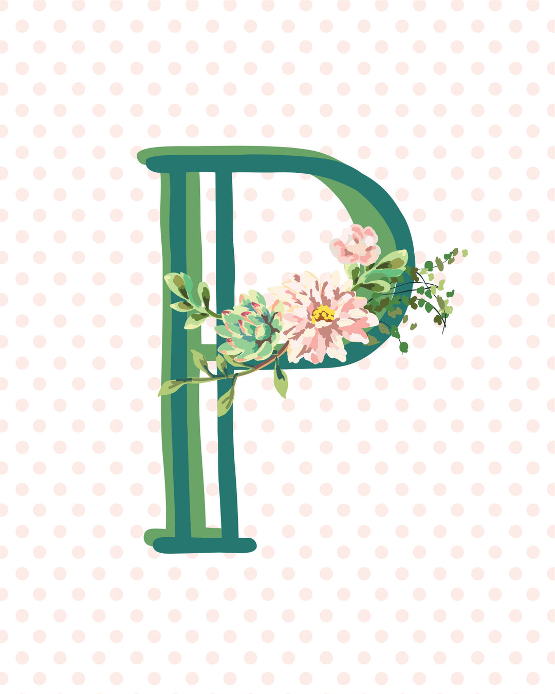Cactus and Succulent Monogram Art Print