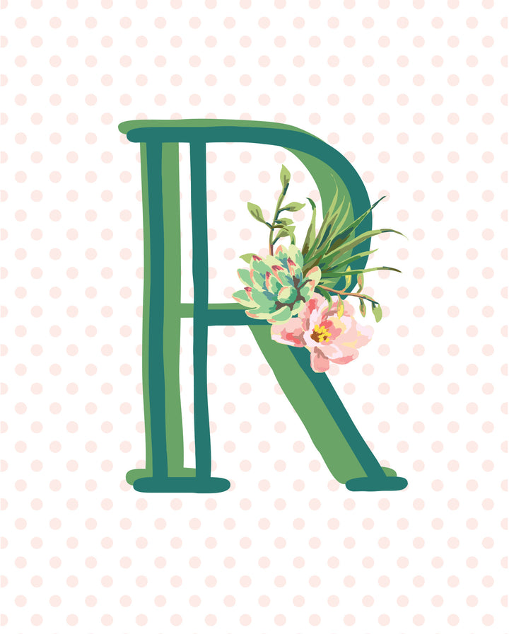 Cactus and Succulent Monogram Art Print