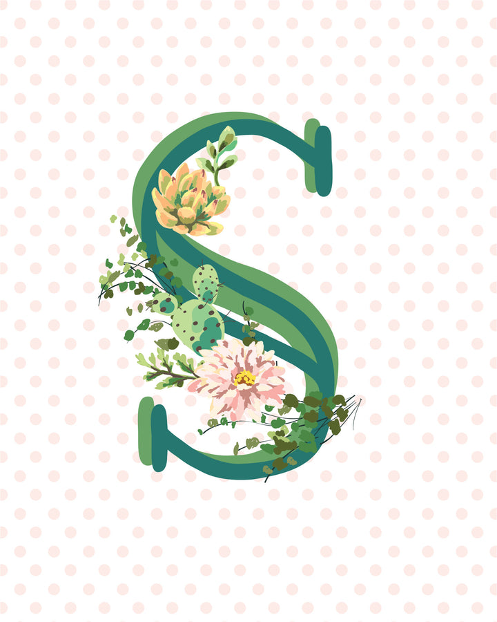 Cactus and Succulent Monogram Art Print