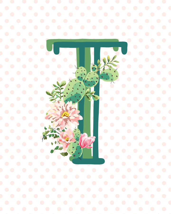 Cactus and Succulent Monogram Art Print