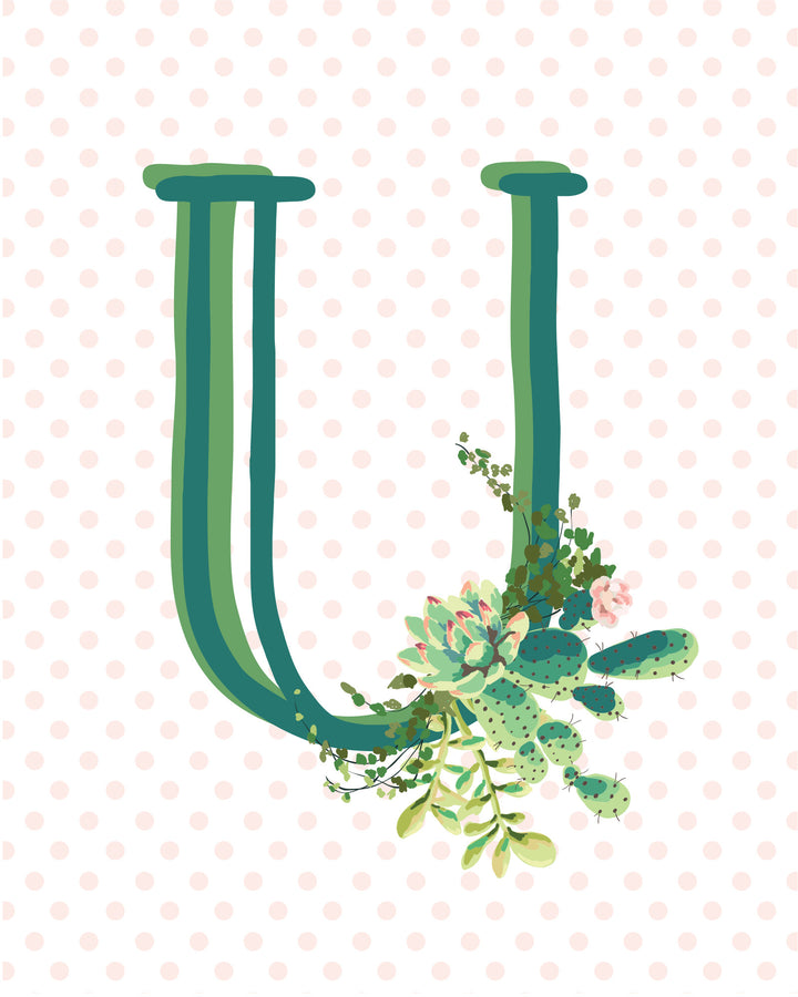 Cactus and Succulent Monogram Art Print
