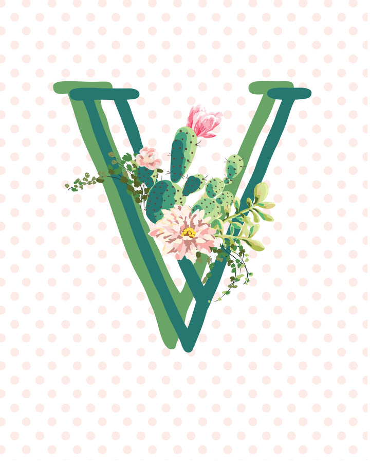 Cactus and Succulent Monogram Art Print