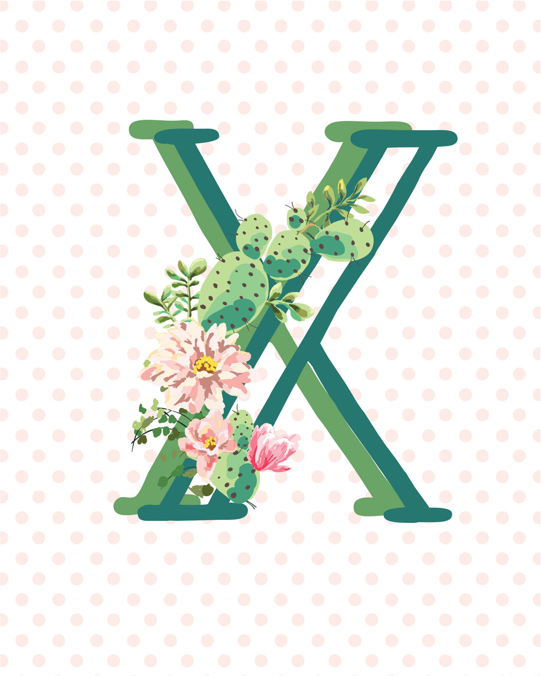 Cactus and Succulent Monogram Art Print