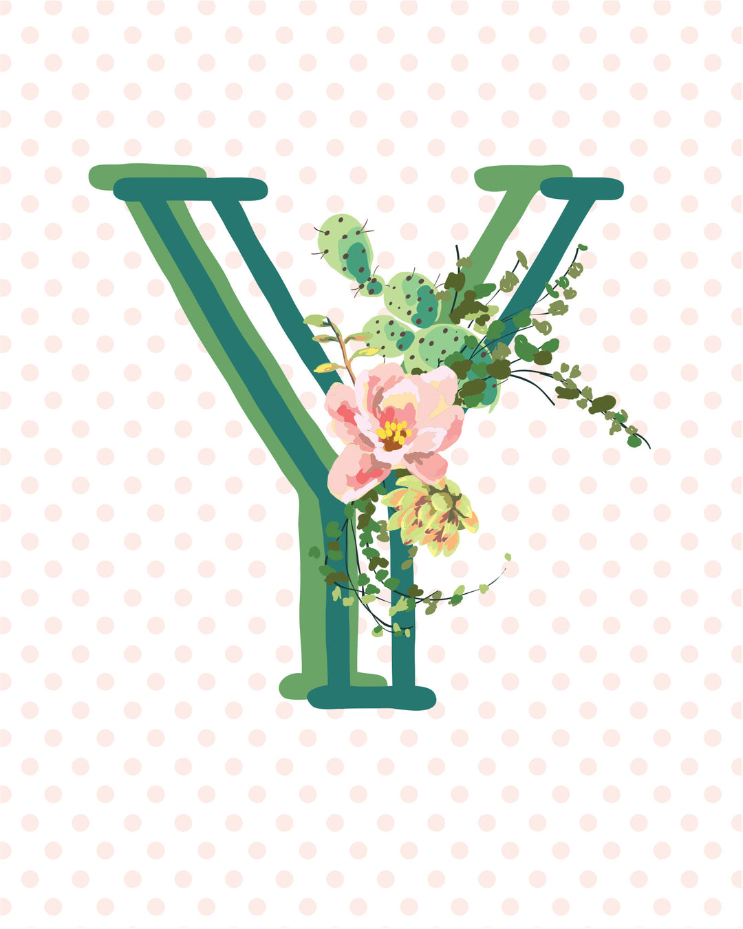 Cactus and Succulent Monogram Art Print