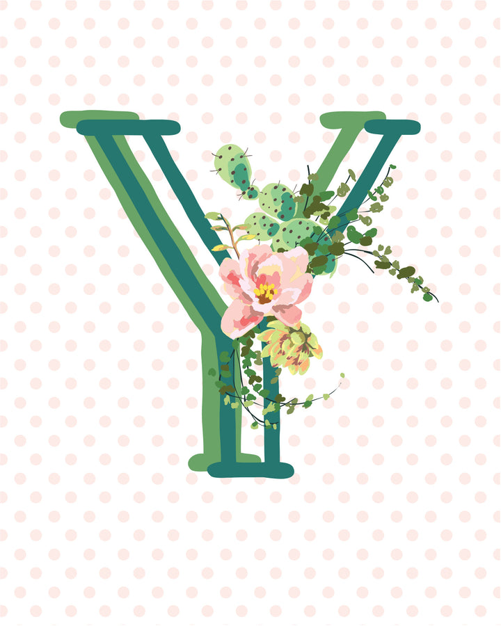 Cactus and Succulent Monogram Art Print