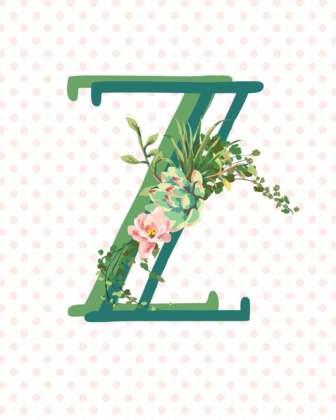 Cactus and Succulent Monogram Art Print