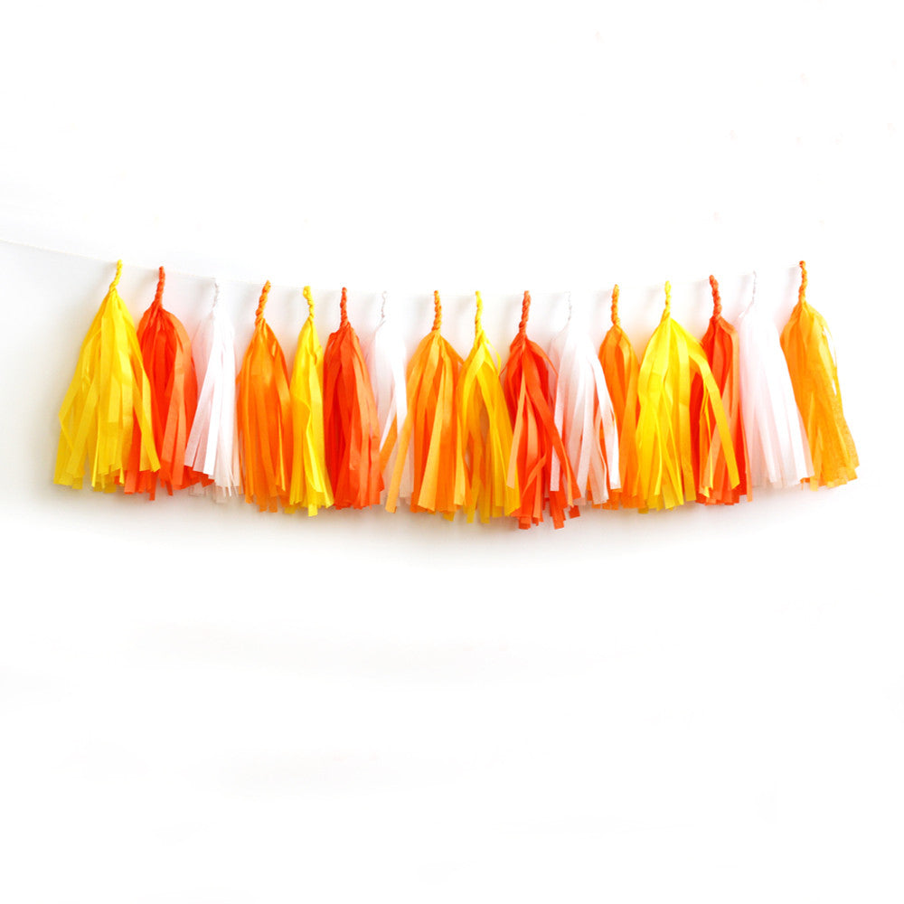 Candy Corn Halloween Fringe Tassel Garland Kit or Fully Assembled