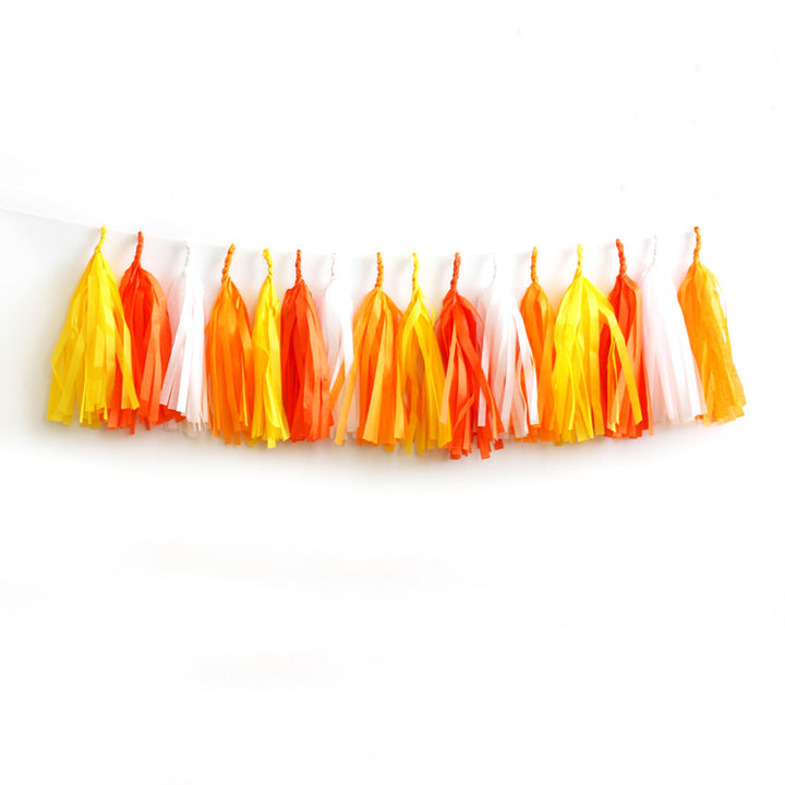 Candy Corn Halloween Fringe Tassel Garland Kit or Fully Assembled