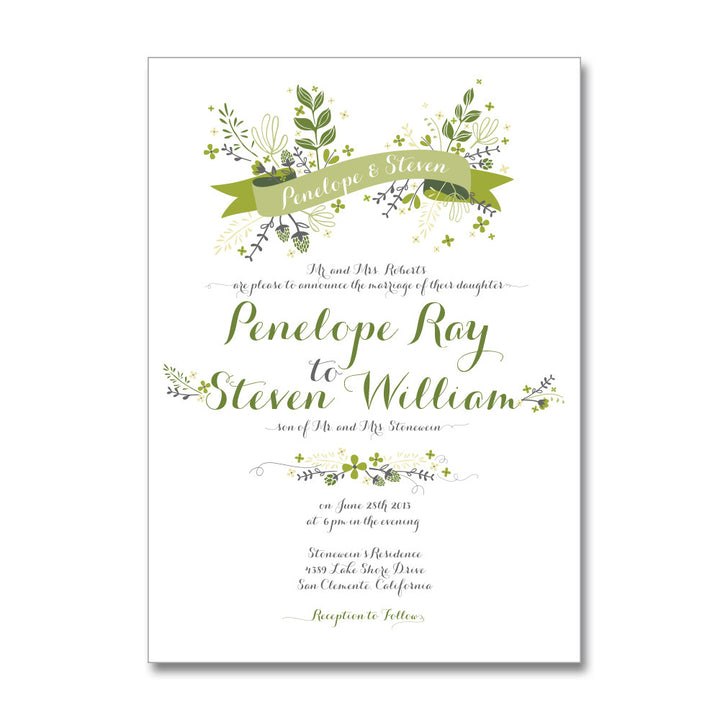 Floral Ribbon Wedding Invitations