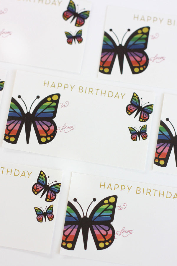 Butterfly Sticker tag with gold foil