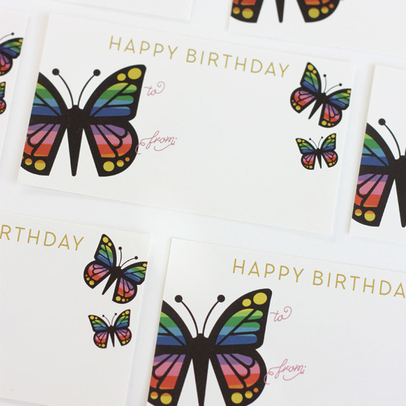 Butterfly Sticker tag with gold foil