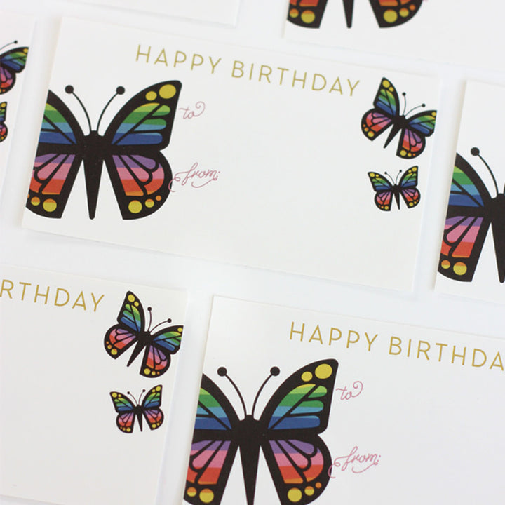 Butterfly Sticker tag with gold foil