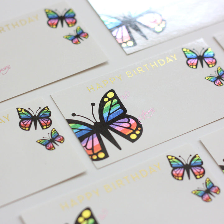 Butterfly Sticker tag with gold foil