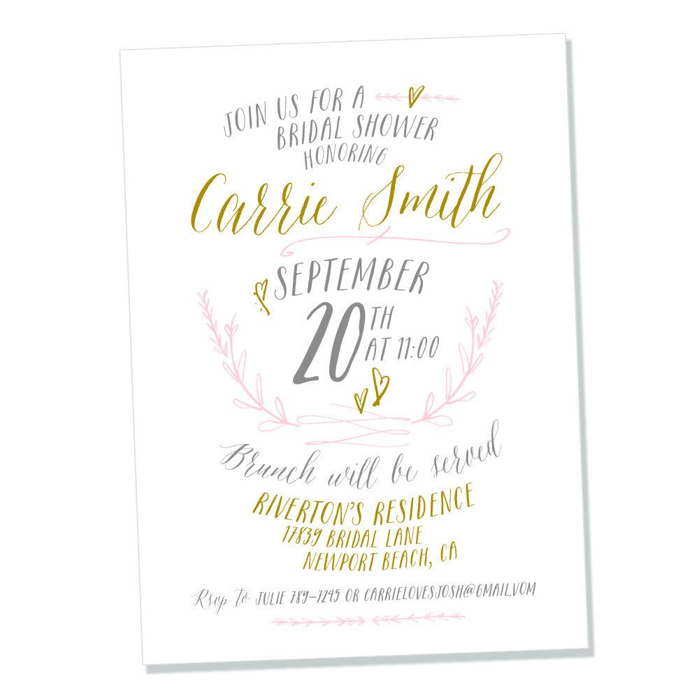 In Love Calligraphy Bridal Shower- printable invitation
