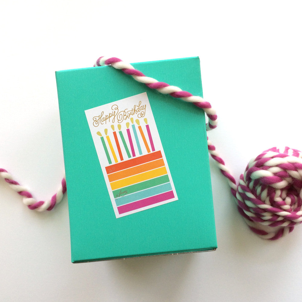 Birthday Cake Sticker tag with gold foil