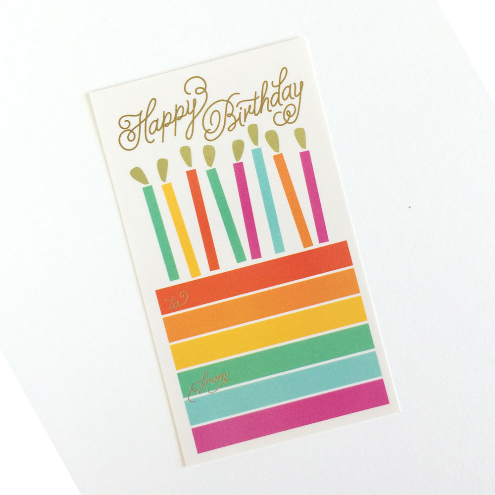 Birthday Cake Sticker tag with gold foil
