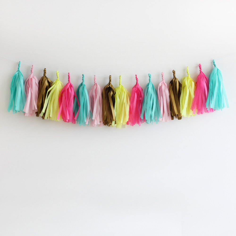 Gilded Neon Fringe Tassel Garland Kit or Fully Assembled