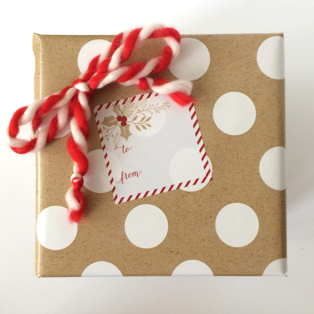 Kraft Holly Christmas Sticker tag