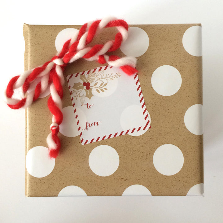 Kraft Holly Christmas Sticker tag
