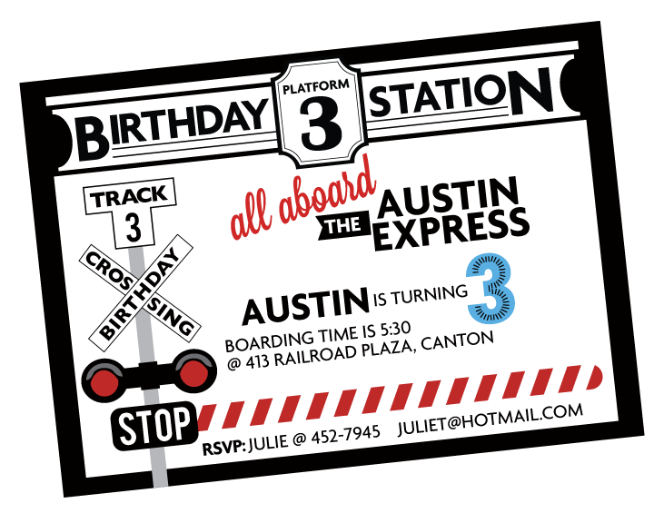 Printable Modern Train- FULL Birthday Collection
